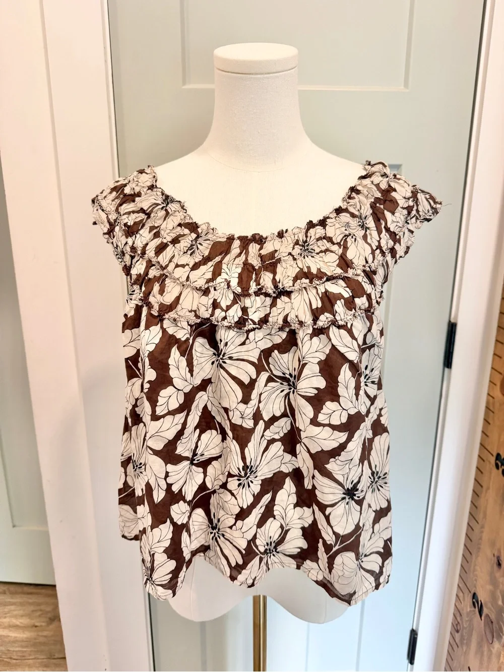 J Crew Smocked Neckline Blouse Top Cotton Fall Transitional Natural Fibers